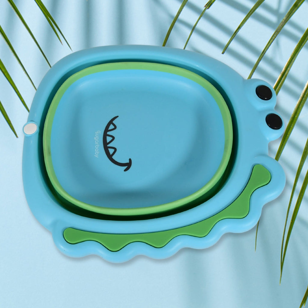 Frog Shape Foldable Baby Wash Basin, Space-Saving Lightweight Face Washing Tub (33×31cm / 1 Pc)
