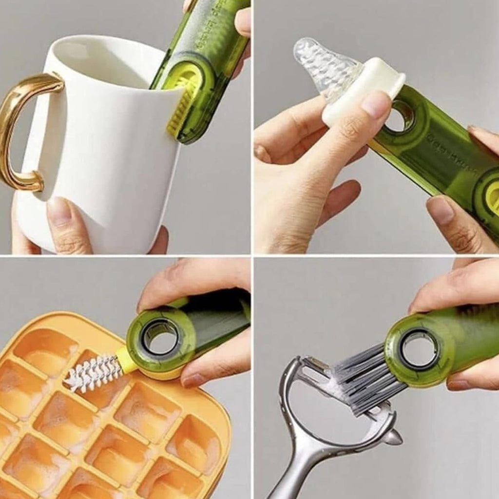 3-in-1 Multifunctional Bottle & Cup Cleaning Brush – Lid & Cover Scrubber for Kitchen (1 Pc)