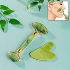 Jade Roller & Gua Sha Set – Natural Face Massager for Anti-Aging, Glowing Skin & Face Shaping (1 Pc)
