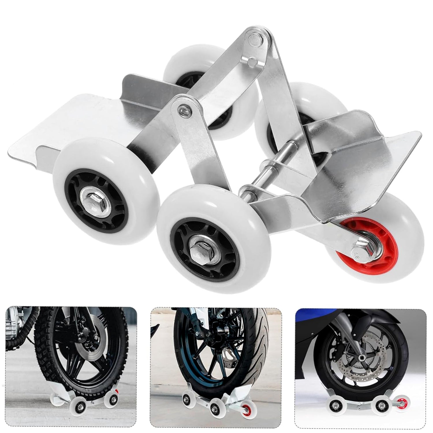 Heavy-Duty Motorcycle Front Wheel Parking Roller Stand (1 Pc)