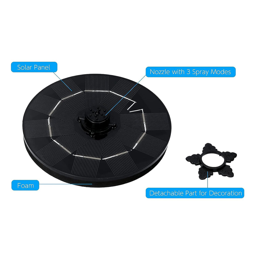 Fast Fountain by Pocket Hose - Solar-Powered - Instantly Adds a Water Feature Virtually Anywhere - 5 Spray Modes - No Installation or Batteries Required - Great for Bird Baths, Pools, Pond & More (1 Pc)