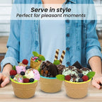 Premium Ice Cream Waffle Spoon Bowl Set (6-Piece , Color Box)