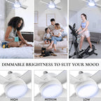 Original Cool LED Socket Fan Light – Ceiling Fan Replacement, 1000 Lumens/5000K, Remote Controlled (Remote Battery Not Included)