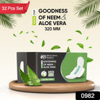 Sanitary Pads for Women With Goodness of Neem & Aloe Vera | Ultra Thin | Leakage Protection | PH Balance | With Antibacterial Anion Chip | 5X More Absorbance (320 mm / 32 Pads)