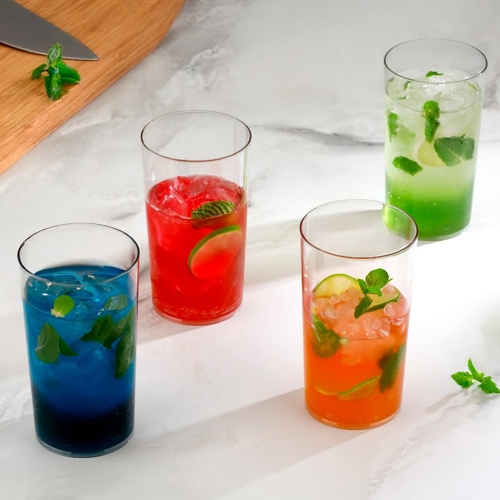Round Clear Plastic Water Glass Juice Beer Wine Plastic Unbreakable Transparent Glass Set ( 300ml 6pc )