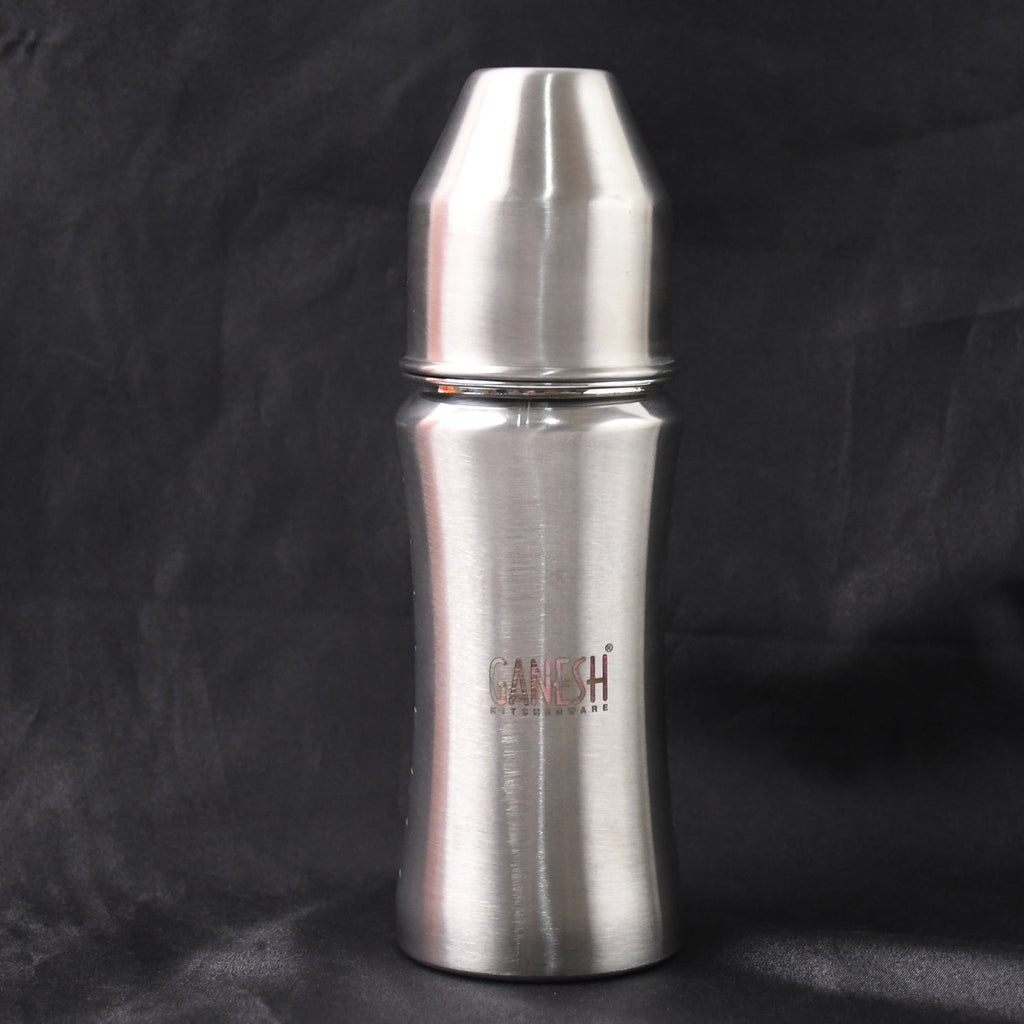 Ganesh Stainless Steel Baby Feeding Bottle, Milk Bottle for New Born / Infants / Toddler Up to 3 Years, BFA Free (250 ML Approx)