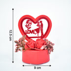 Romantic Heart-Shaped Love Couple Decorative Showpiece with Rose Base (1 Pc)