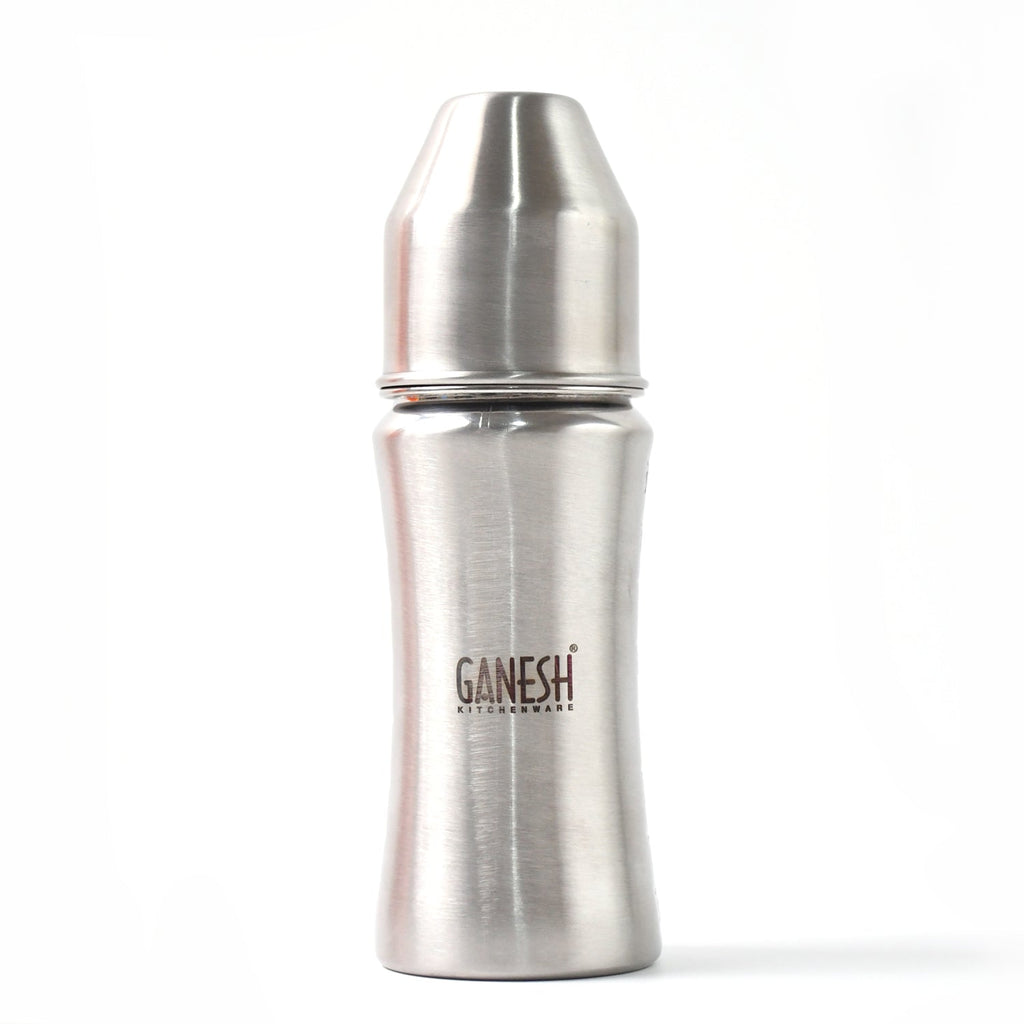 Ganesh Stainless Steel Baby Feeding Bottle, Milk Bottle for New Born / Infants / Toddler Up to 3 Years, BFA Free (250 ML Approx)