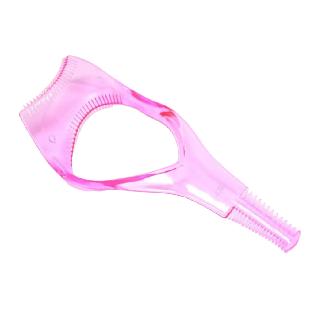 3-in-1 Plastic Eyelash Tool: Mascara Guide, Brush & Curler (1 Pc)