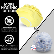 SILICONE MASSAGE BATH BODY BRUSH WITH SHAMPOO DISPENSER, SCRUBBER