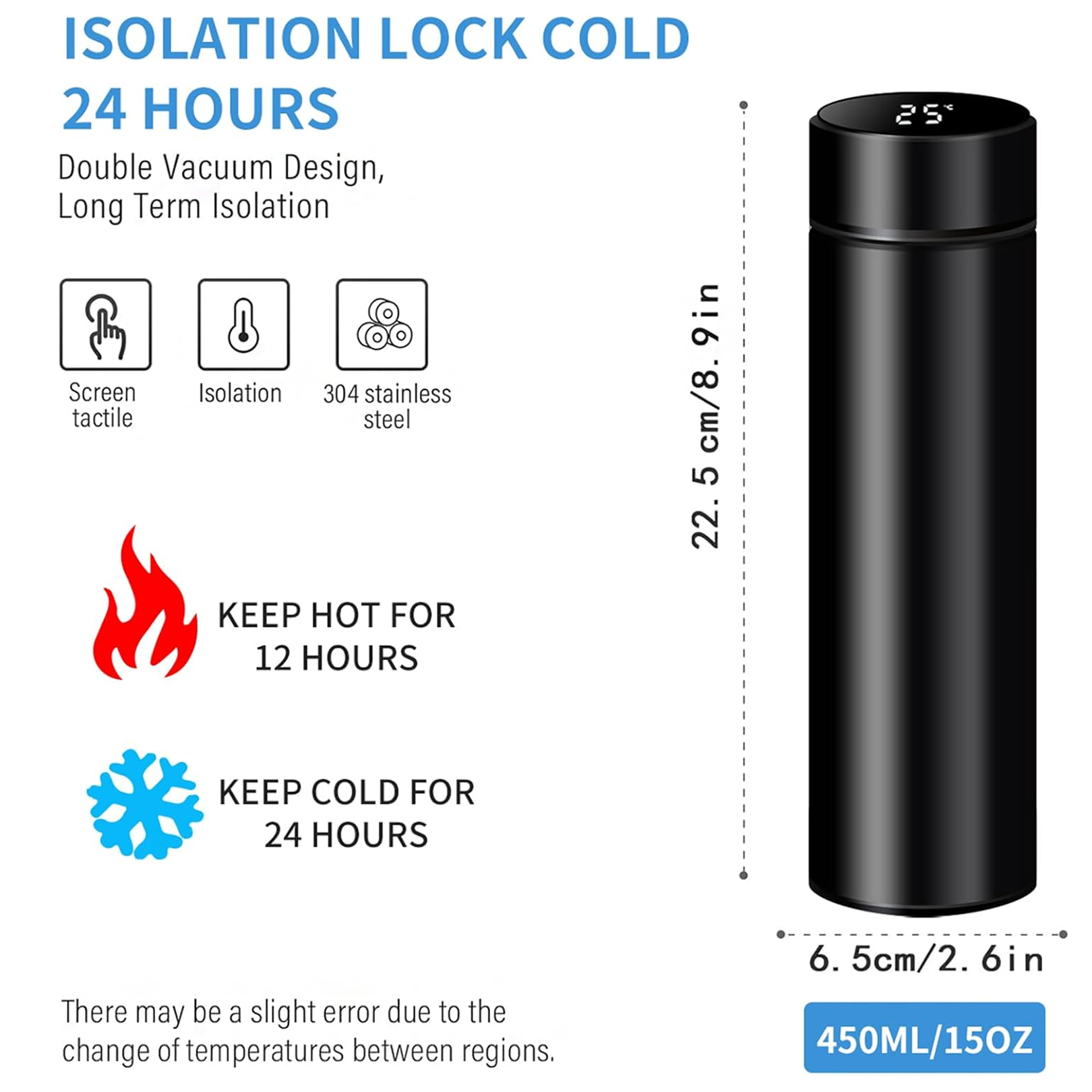 0726 Smart Vacuum Insulated Water Bottle with LED Temperature Display (1 Pc / Multicolor)