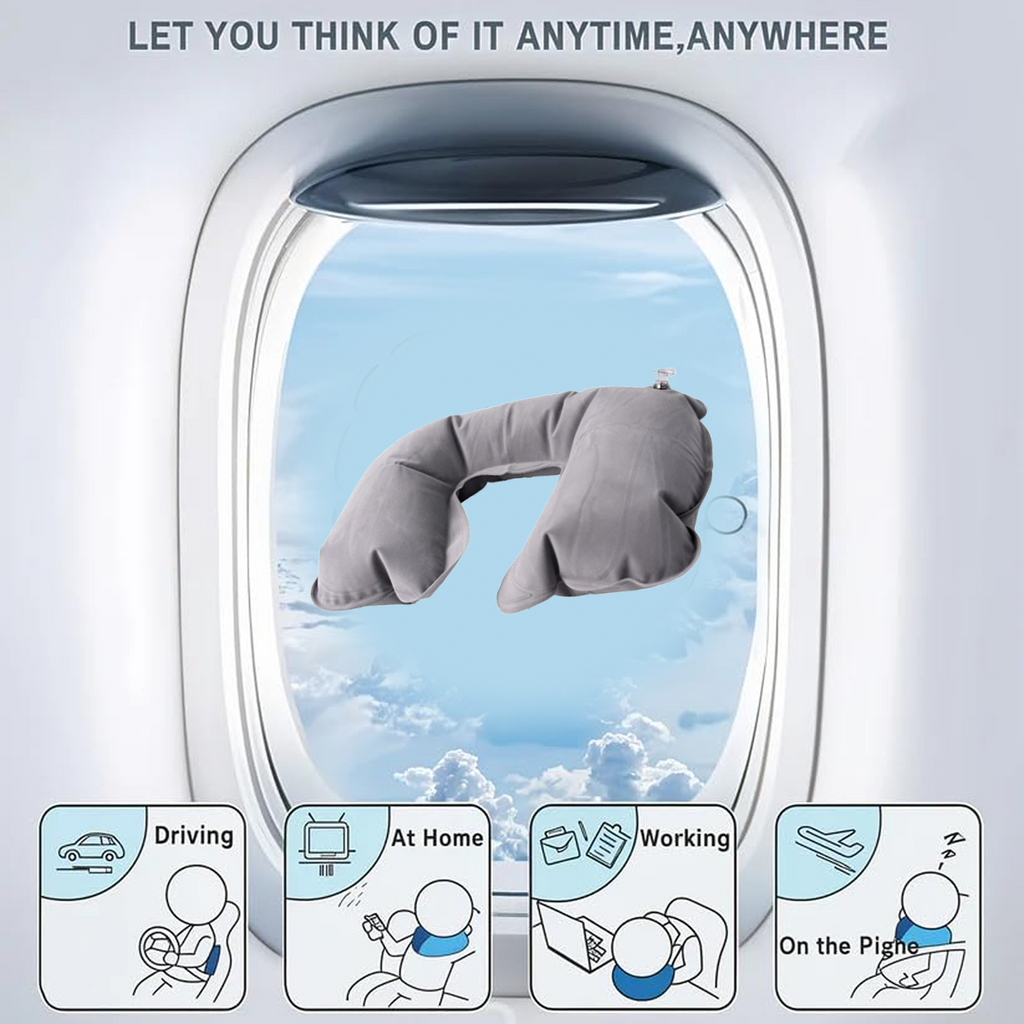 Inflatable & Foldable, Pillow U Shape Air Cushion Travel Pillow (1 Pc / Mix Color)