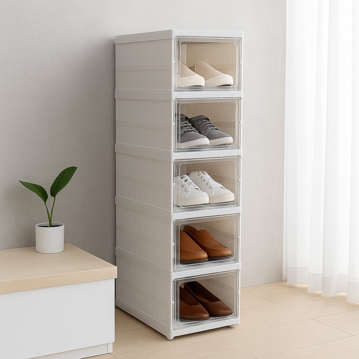 5-Layer Stackable Utility Cart – Foldable Storage Organizer for Clothes & Home (1 Pc)