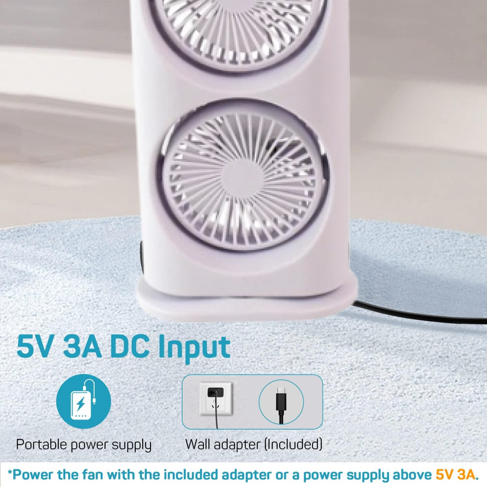 Electric Fan Desktop Double-Head Powerful Air Cooler (1 Pc / With Remote / Plug and Play)