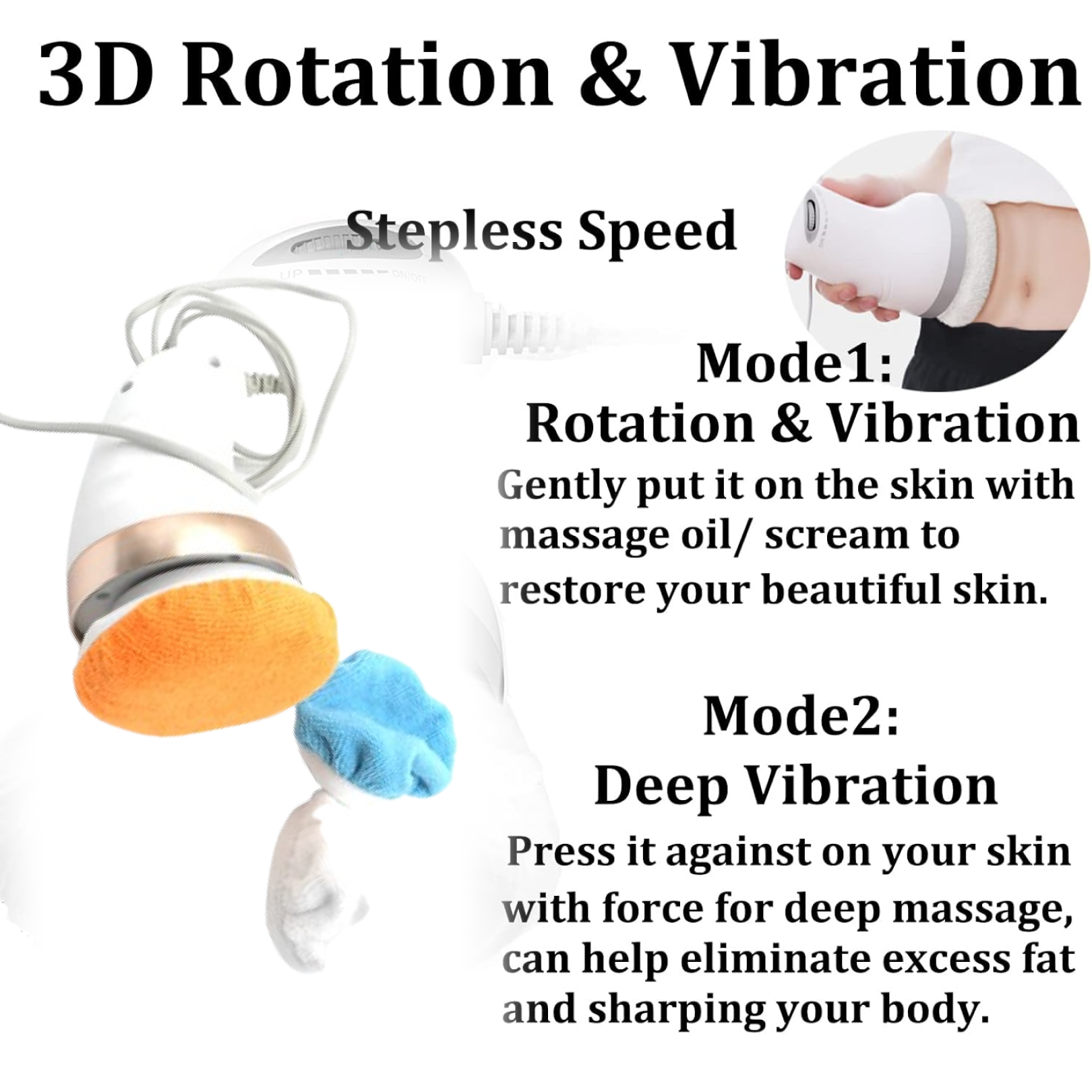 Body Sculpting Massager with 3 Pads, Adjustable Speed, Handheld Electric Massager for Full Body (1 Pc)