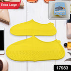 Non-Slip Silicone Rain Reusable Anti skid Waterproof Fordable Boot Shoe Cover (Extra Large Size (XL)/ 1 Pair / Mix Color)