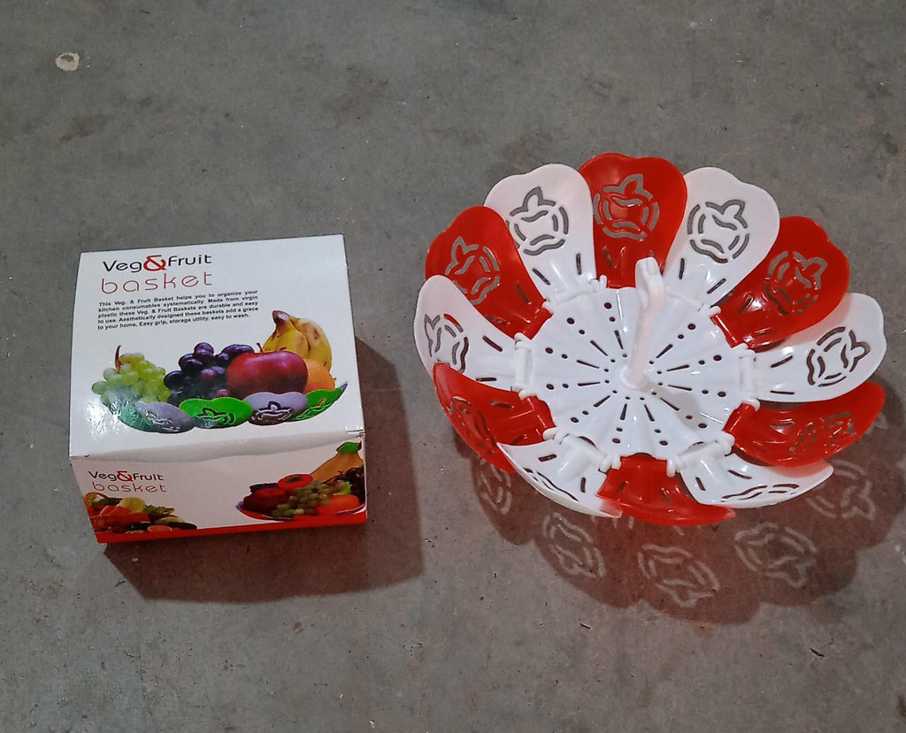 Folding Fruit Basket with Hanging Stand – Lotus Shape Tray for Fruits & Vegetables (1 Pc)