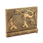 Wooden Key Holder for Home Decor Stylish Metal Gold Antique Elephant Design (1 Pc)