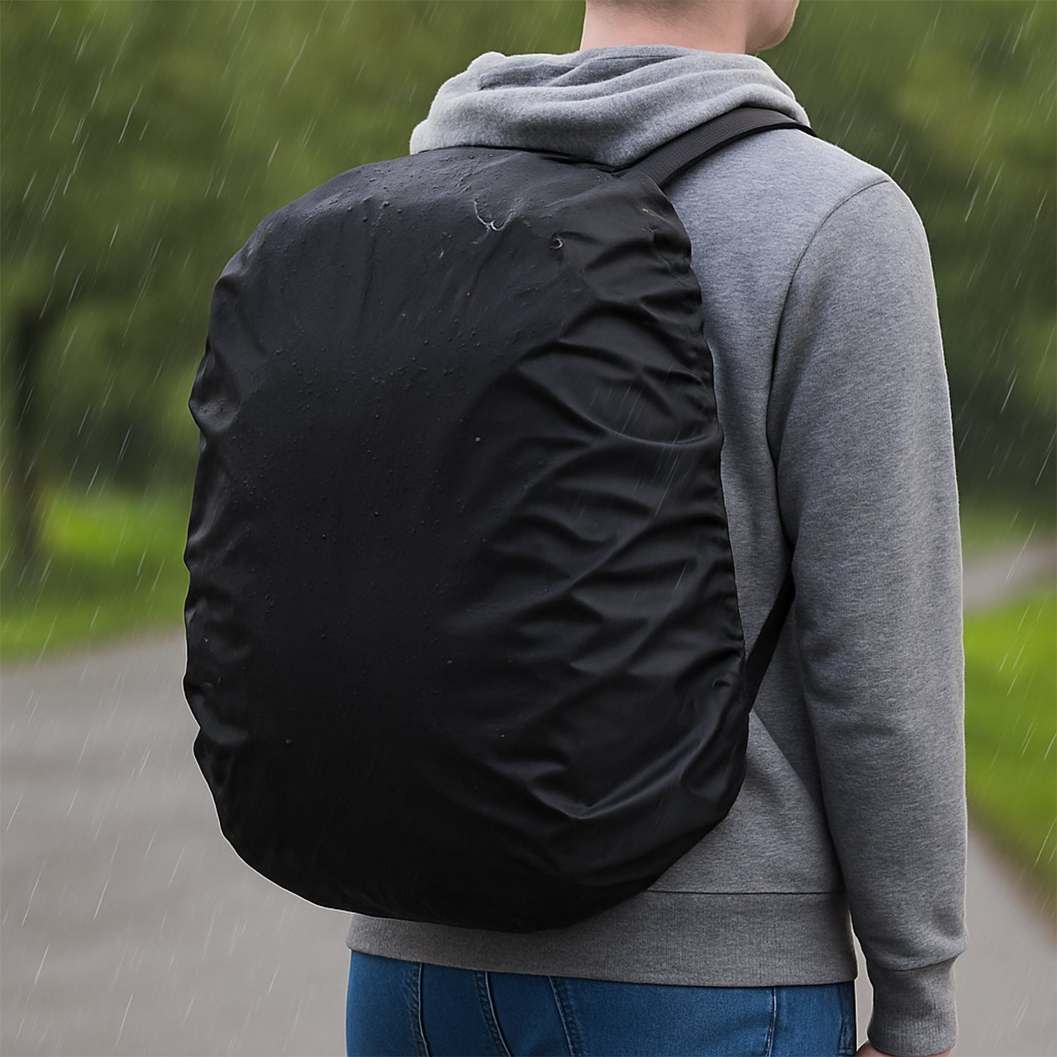 Heavy Waterproof Nylon Rain Cover/Dust Cover - Elastic Adjustable for Laptop Bags and Backpacks, School Bag Waterproof Cover, Dust Proof, Backpack, Laptop Bag Cover (1Pc)