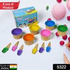 Premium Ice Cream Waffle Spoon Bowl Set (6-Piece , Color Box)